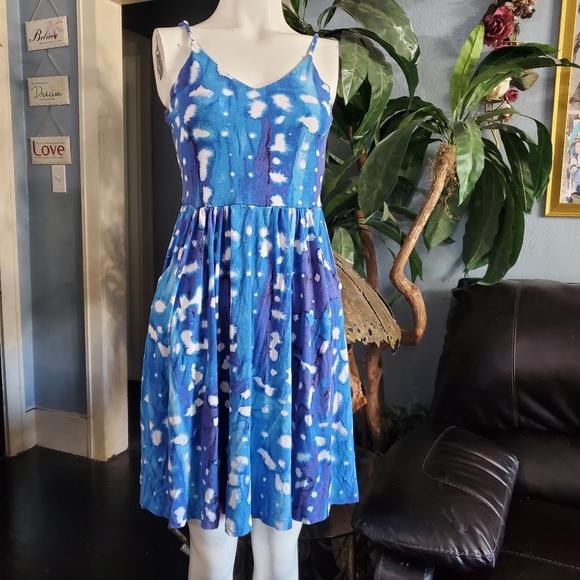 Cynthia Rowley Flowey Blue Tie Dye Mini Dress Size Small - Picture 7 of 7